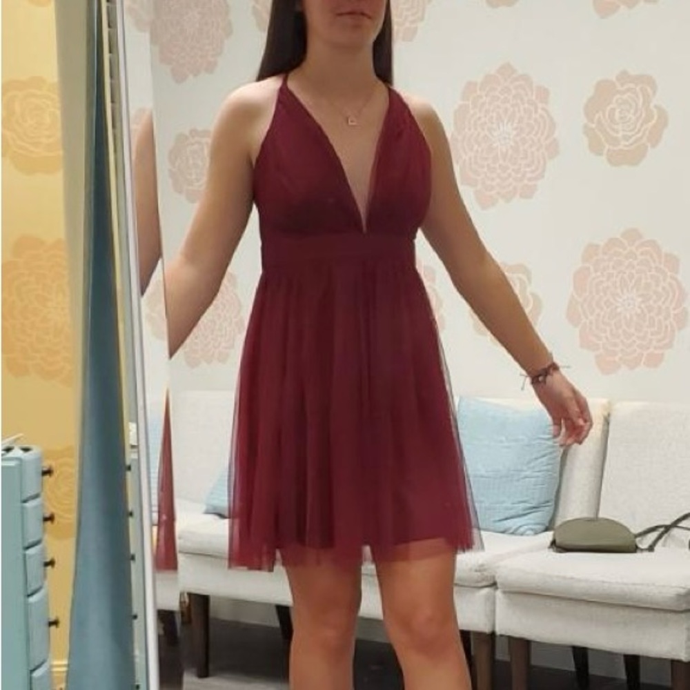 Maroon Tulle Homecoming Dress